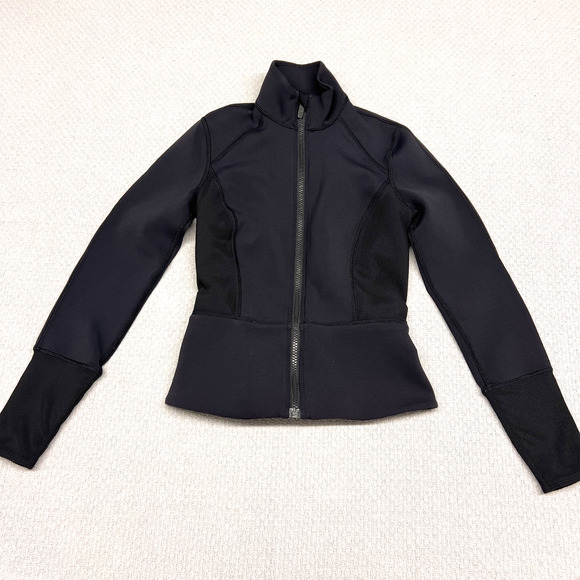 Lululemon Jacket Womens 2 Black Full Zip Activewear Stretch Running Casual - Picture 1 of 7